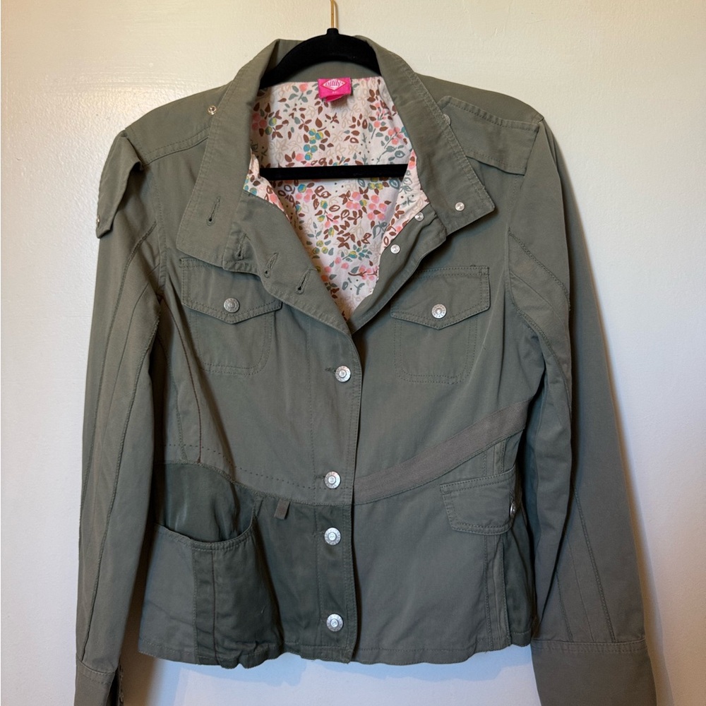 Oilily Khaki Utility Jacket with Floral Lining